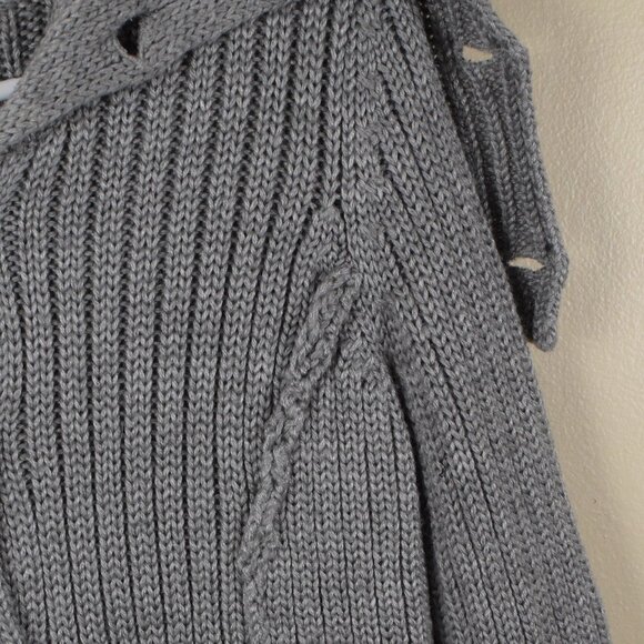 Kenar Wool Blend Grey Asymmetrical Neck Long Button Cardigan Sweater Winter Fall - Picture 7 of 13